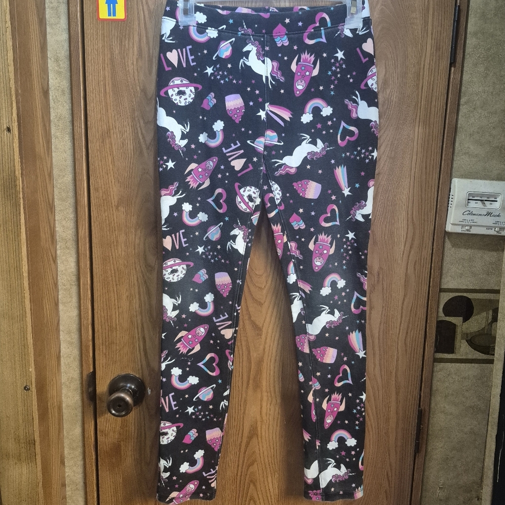 Place Black Leggings with Pink & White Unicorn and Space Print.  Box 39